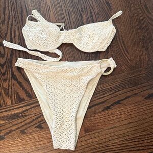 Monday Swimwear Cream Crochet Underwire Bikini